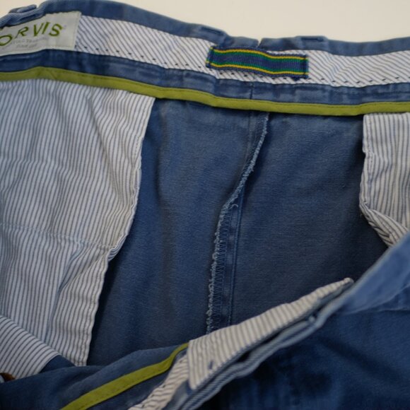 DAMAGED Orvis Blue Chino Shorts Pima Cotton 42 / 8.5 High Rise‎ - Picture 5 of 9